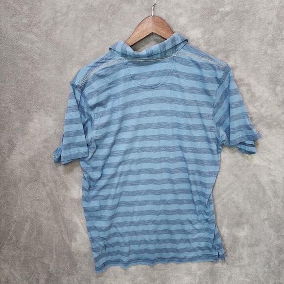 Columbia Men's Medium Blue Striped Polo Hiking Shirt - Picture 2 of 6
